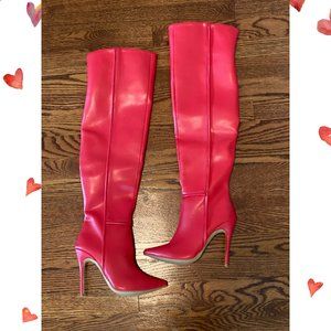 NWOT!  Red Over-the-Knee Stiletto Boots Size 38!